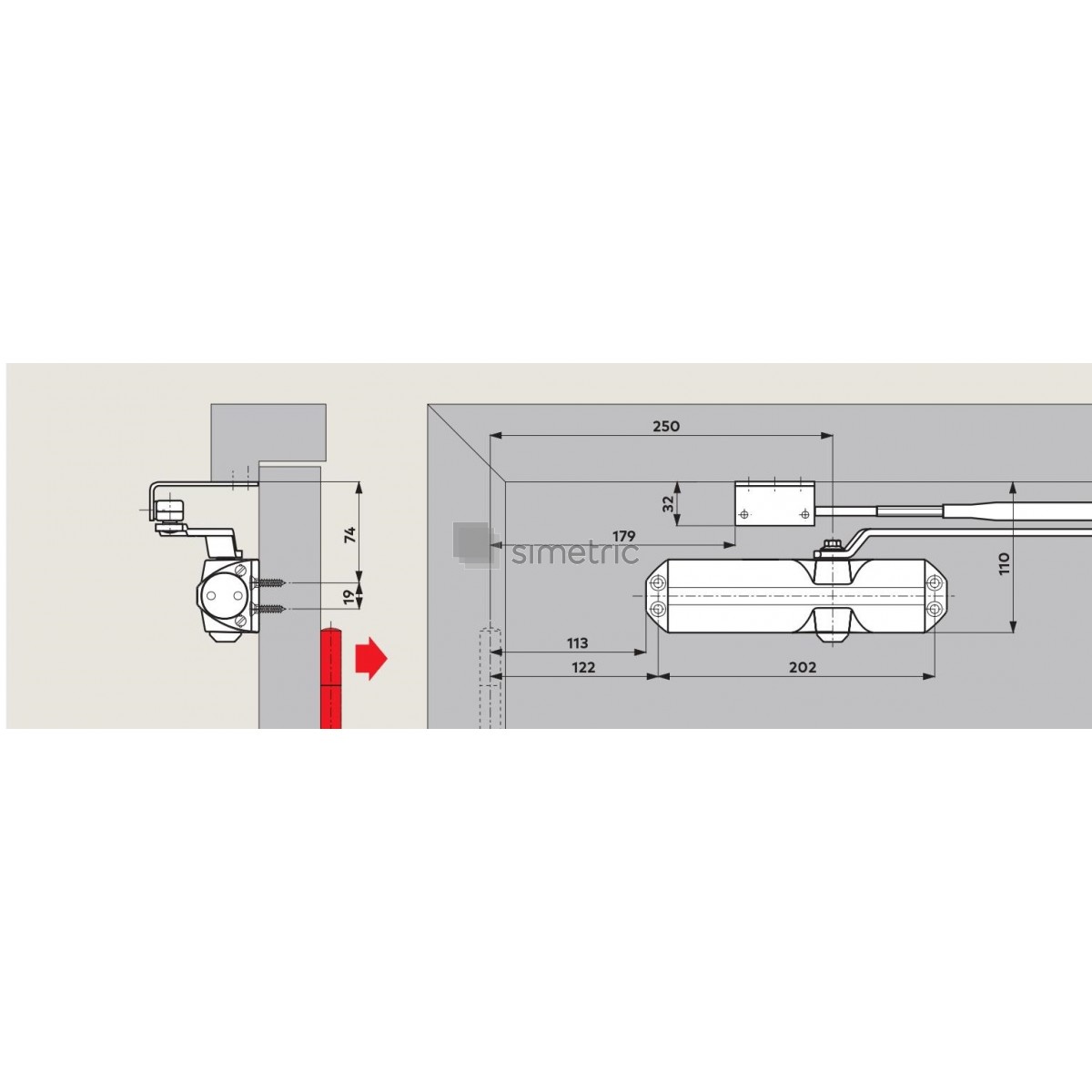 DORMA TS 68 - Amortizor usi interior cu brat cu blocare inclus - trafic usor - EN 2/3/4 - 66400201