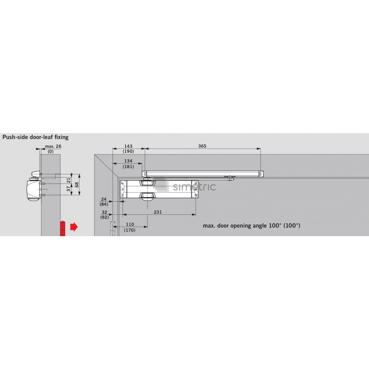 DORMA TS 90 IMPULSE - Amortizor cu canal de glisare - EN 3/4 - 10200401
