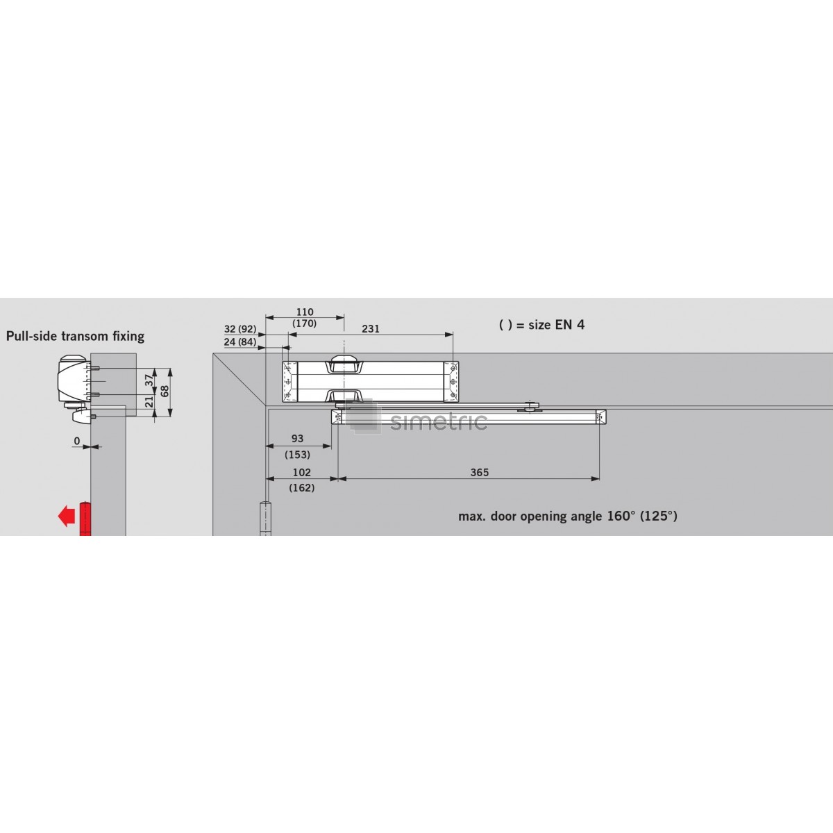 DORMA TS 90 IMPULSE - Amortizor cu canal de glisare - EN 3/4 - 10200401