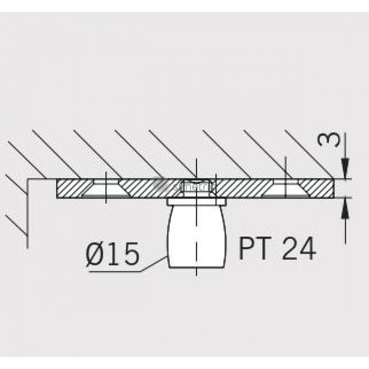 DORMA Universal Light - PT 24 - Pivot superior prindere zid - Grosime placa de fixare 3 mm - 03.623.700