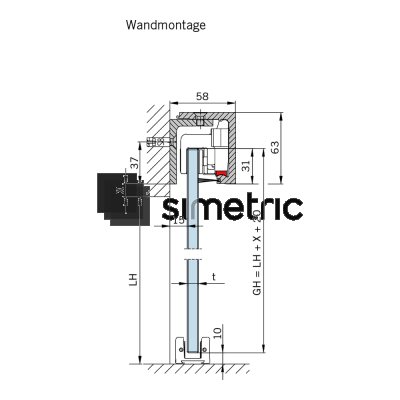 Sistem feronerie glisant DORMA AGILE 150 - 07.302 - Prindere pe perete - Kit complet cu sina de glisare de 2900
